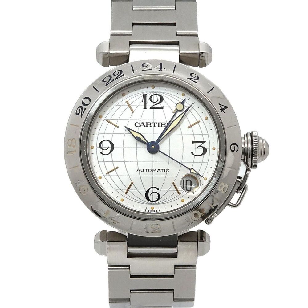 Cartier Pasha C Meridian GMT W31029M7 Boys' Watch, Date, Silver, Automatic Mo...